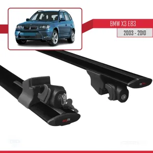 BMW X3 (E83) 2003-2010 Arası ile uyumlu HOOK Model Anahtar Kilitli Ara Atkı Tavan Barı SİYAH thumb 5