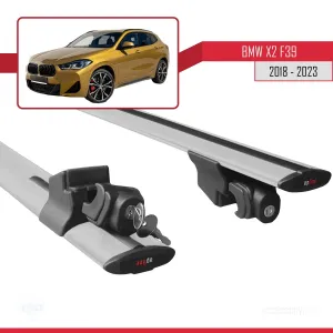 BMW X2 (F39) 2018 ve Sonrası ile uyumlu HOOK Model Anahtar Kilitli Ara Atkı Tavan Barı GRİ thumb 5
