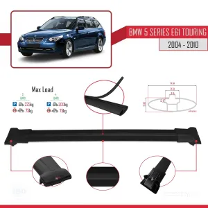 BMW 5 Serisi (E61) TOURING 2004-2010 Arası ile Uyumlu FLY Model Ara Atkı Tavan Barı SİYAH 3 ADET BAR thumb 4