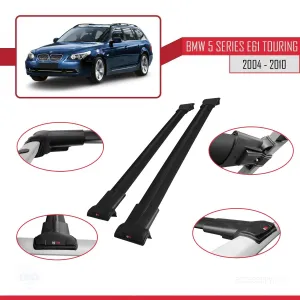 BMW 5 Serisi (E61) TOURING 2004-2010 Arası ile uyumlu FLY Model Ara Atkı Tavan Barı SİYAH thumb 5