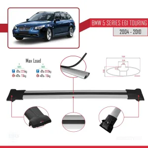 BMW 5 Serisi (E61) TOURING 2004-2010 Arası ile Uyumlu FLY Model Ara Atkı Tavan Barı GRİ 3 ADET BAR thumb 4