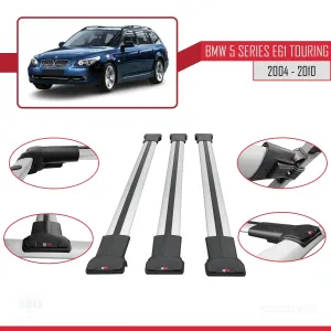 BMW 5 Serisi (E61) TOURING 2004-2010 Arası ile Uyumlu FLY Model Ara Atkı Tavan Barı GRİ 3 ADET BAR thumb 5
