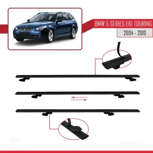 BMW 5 Serisi (E61) TOURING 2004-2010 Arası ile uyumlu Basic Model Ara Atkı Tavan Barı SİYAH 3 ADET thumb 5