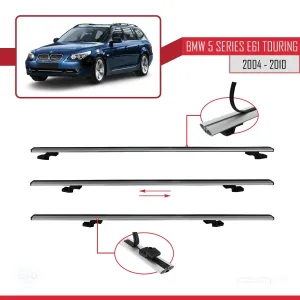 BMW 5 Serisi (E61) TOURING 2004-2010 Arası ile uyumlu Basic Model Ara Atkı Tavan Barı GRİ 3 ADET thumb 5