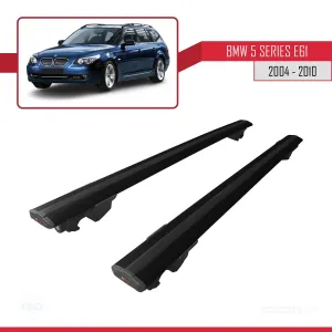 BMW 5 Serisi (E61) 2004-2010 Arası ile uyumlu HOOK Model Anahtar Kilitli Ara Atkı Tavan Barı SİYAH thumb 4