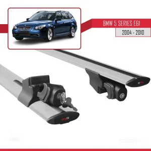 BMW 5 Serisi (E61) 2004-2010 Arası ile uyumlu HOOK Model Anahtar Kilitli Ara Atkı Tavan Barı GRİ thumb 5