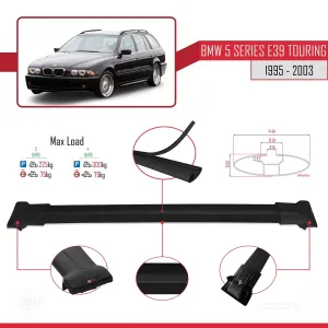 BMW 5 Serisi (E39) TOURING 1995-2003 Arası ile Uyumlu FLY Model Ara Atkı Tavan Barı SİYAH 3 ADET BAR thumb 4