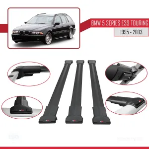 BMW 5 Serisi (E39) TOURING 1995-2003 Arası ile Uyumlu FLY Model Ara Atkı Tavan Barı SİYAH 3 ADET BAR thumb 5