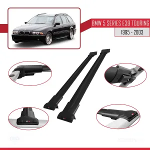 BMW 5 Serisi (E39) TOURING 1995-2003 Arası ile uyumlu FLY Model Ara Atkı Tavan Barı SİYAH thumb 5