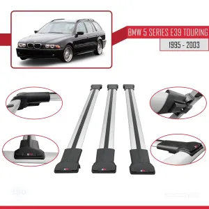 BMW 5 Serisi (E39) TOURING 1995-2003 Arası ile Uyumlu FLY Model Ara Atkı Tavan Barı GRİ 3 ADET BAR thumb 5