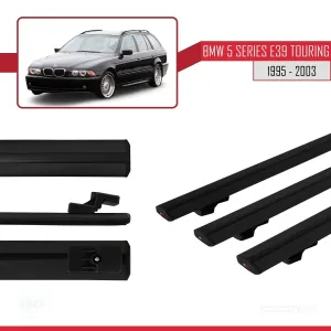 BMW 5 Serisi (E39) TOURING 1995-2003 Arası ile uyumlu Basic Model Ara Atkı Tavan Barı SİYAH 3 ADET thumb 3