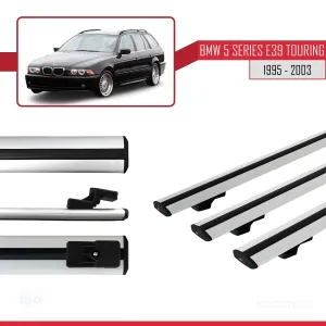 BMW 5 Serisi (E39) TOURING 1995-2003 Arası ile uyumlu Basic Model Ara Atkı Tavan Barı GRİ 3 ADET thumb 3
