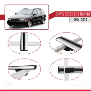 BMW 5 Serisi (E39) TOURING 1995-2003 Arası ile uyumlu Basic Model Ara Atkı Tavan Barı GRİ 3 ADET thumb 4