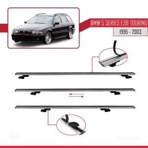 BMW 5 Serisi (E39) TOURING 1995-2003 Arası ile uyumlu Basic Model Ara Atkı Tavan Barı GRİ 3 ADET thumb 5