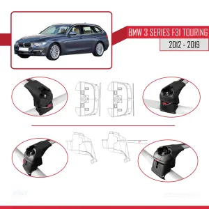 BMW 3 Serisi (F31) TOURING 2012-2019 Arası ile uyumlu ACE-2 Ara Atkı Tavan Barı GRİ thumb 5
