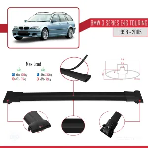 BMW 3 Serisi (E46) TOURING 1998-2005 Arası ile uyumlu FLY Model Ara Atkı Tavan Barı SİYAH thumb 4