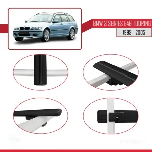 BMW 3 Serisi (E46) TOURING 1998-2005 Arası ile uyumlu Basic Model Ara Atkı Tavan Barı SİYAH 3 ADET thumb 4