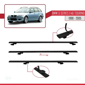 BMW 3 Serisi (E46) TOURING 1998-2005 Arası ile uyumlu Basic Model Ara Atkı Tavan Barı SİYAH 3 ADET thumb 5