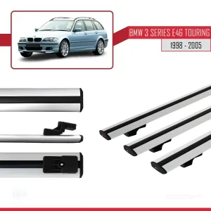 BMW 3 Serisi (E46) TOURING 1998-2005 Arası ile uyumlu Basic Model Ara Atkı Tavan Barı GRİ 3 ADET thumb 3