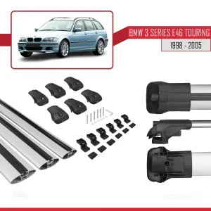 BMW 3 Serisi (E46) TOURING 1998-2005 Arası ile uyumlu ACE-1 Ara Atkı Tavan Barı GRİ 3 ADET BAR thumb 5