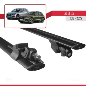 Audi Q5 2017 ve Sonrası ile uyumlu HOOK Model Anahtar Kilitli Ara Atkı Tavan Barı SİYAH thumb 5