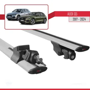 Audi Q5 2017 ve Sonrası ile uyumlu HOOK Model Anahtar Kilitli Ara Atkı Tavan Barı GRİ thumb 5