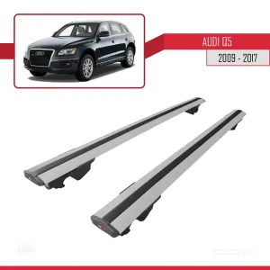 Audi Q5 (8R) 2009-2017 Arası ile uyumlu HOOK Model Anahtar Kilitli Ara Atkı Tavan Barı GRİ thumb 4
