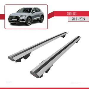 Audi Q3 2019 Model ve Sonrası ile uyumlu HOOK Model Anahtar Kilitli Ara Atkı Tavan Barı GRİ thumb 4