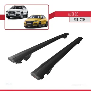 Audi Q3 2011-2018 Arası ile uyumlu HOOK Model Anahtar Kilitli Ara Atkı Tavan Barı SİYAH thumb 4