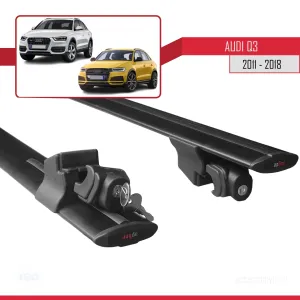 Audi Q3 2011-2018 Arası ile uyumlu HOOK Model Anahtar Kilitli Ara Atkı Tavan Barı SİYAH thumb 5