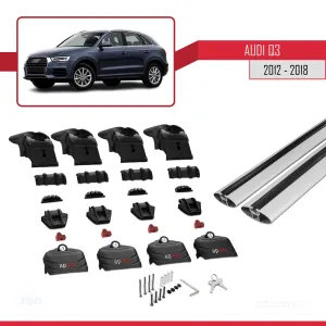 Audi Q3 (8U) 2012-2018 Arası ile uyumlu ACE-2 Ara Atkı Tavan Barı GRİ thumb 5
