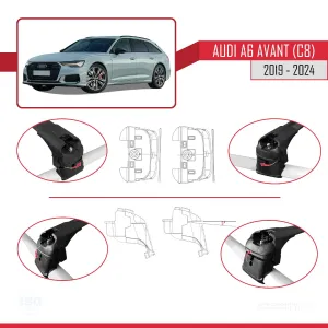 Audi A6 Avant (C8) 2019 ve Sonrası ile uyumlu ACE-2 Ara Atkı Tavan Barı SİYAH thumb 4