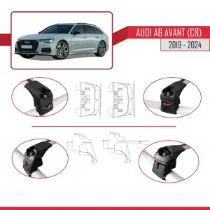 Audi A6 Avant (C8) 2019 ve Sonrası ile uyumlu ACE-2 Ara Atkı Tavan Barı GRİ thumb 4