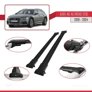 Audi A6 (C8) Allroad 2019 ve Sonrası ile Uyumlu FLY Model Ara Atkı Tavan Barı SİYAH thumb 5