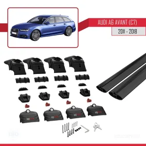 Audi A6 (C7) AVANT 2011-2018 Arası ile uyumlu ACE-2 Ara Atkı Tavan Barı SİYAH thumb 5