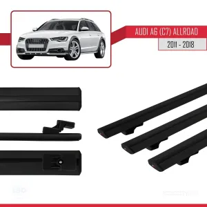 Audi A6 (C7) Allroad 2011-2018 Arası ile uyumlu Basic Model Ara Atkı Tavan Barı SİYAH 3 ADET thumb 3