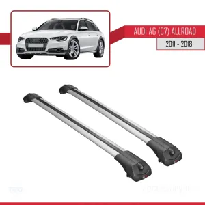 Audi A6 (C7) Allroad 2011-2018 Arası ile uyumlu ACE-1 Ara Atkı Tavan Barı GRİ thumb 3