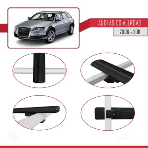 Audi A6 (C6) ALLROAD 2006-2011 Arası ile uyumlu Basic Model Ara Atkı Tavan Barı SİYAH 3 ADET thumb 4