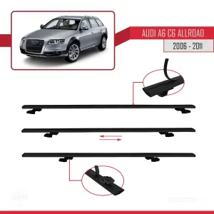 Audi A6 (C6) ALLROAD 2006-2011 Arası ile uyumlu Basic Model Ara Atkı Tavan Barı SİYAH 3 ADET thumb 5