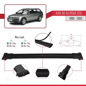 Audi A6 (C5) Allroad 1999-2005 Arası ile Uyumlu FLY Model Ara Atkı Tavan Barı SİYAH thumb 4