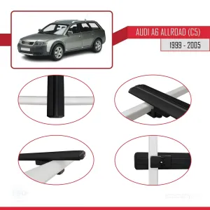 Audi A6 (C5) Allroad 1999-2005 Arası ile uyumlu Basic Model Ara Atkı Tavan Barı SİYAH 3 ADET thumb 4
