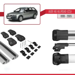 Audi A6 (C5) Allroad 1999-2005 Arası ile uyumlu ACE-1 Ara Atkı Tavan Barı GRİ thumb 5