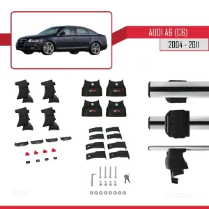 Audi A6 (4F/C6) 2004-2011 Arası ile uyumlu ACE-4 Ara Atkı Tavan Barı GRİ thumb 4