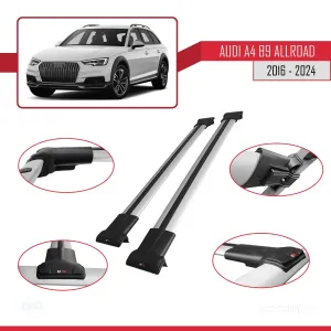 Audi A4 (B9) ALLROAD 2016 ve Sonrası ile Uyumlu FLY Model Ara Atkı Tavan Barı GRİ thumb 4