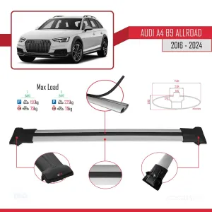 Audi A4 (B9) ALLROAD 2016 ve Sonrası ile Uyumlu FLY Model Ara Atkı Tavan Barı GRİ thumb 5