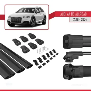 Audi A4 (B9) ALLROAD 2016 ve Sonrası ile uyumlu ACE-1 Ara Atkı Tavan Barı SİYAH 3 ADET BAR thumb 5
