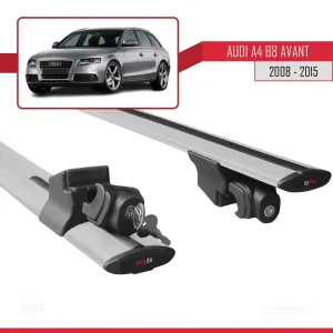 Audi A4 (B8) AVANT 2008-2015 Arası ile uyumlu HOOK Model Anahtar Kilitli Ara Atkı Tavan Barı GRİ thumb 5