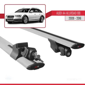 Audi A4 (B8) ALLROAD 2009-2016 Arası ile uyumlu HOOK Model Anahtar Kilitli Ara Atkı Tavan Barı GRİ thumb 5