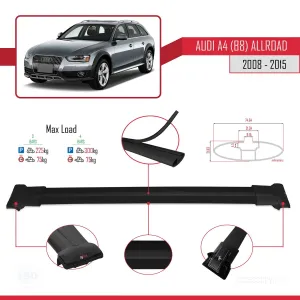 Audi A4 (B8) Allroad 2008-2015 Arası ile uyumlu FLY Model Ara Atkı Tavan Barı SİYAH 3 ADET BAR thumb 4