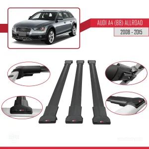 Audi A4 (B8) Allroad 2008-2015 Arası ile uyumlu FLY Model Ara Atkı Tavan Barı SİYAH 3 ADET BAR thumb 5